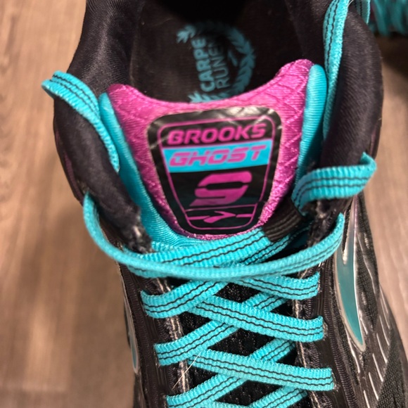 Brooks Ghost 9 Women's Size 9.5 Wide Black Purple Teal Running Shoes - Picture 11 of 11